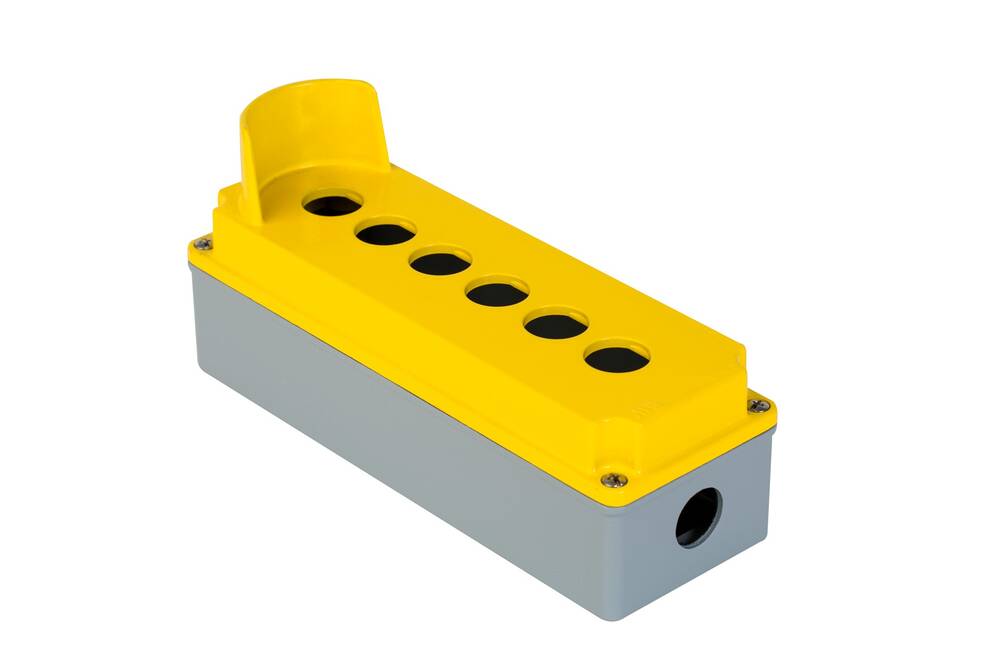 Wiska 402636 Aluminium 6 Pushbutton Enclosure with Guard Yellow / Grey IP67