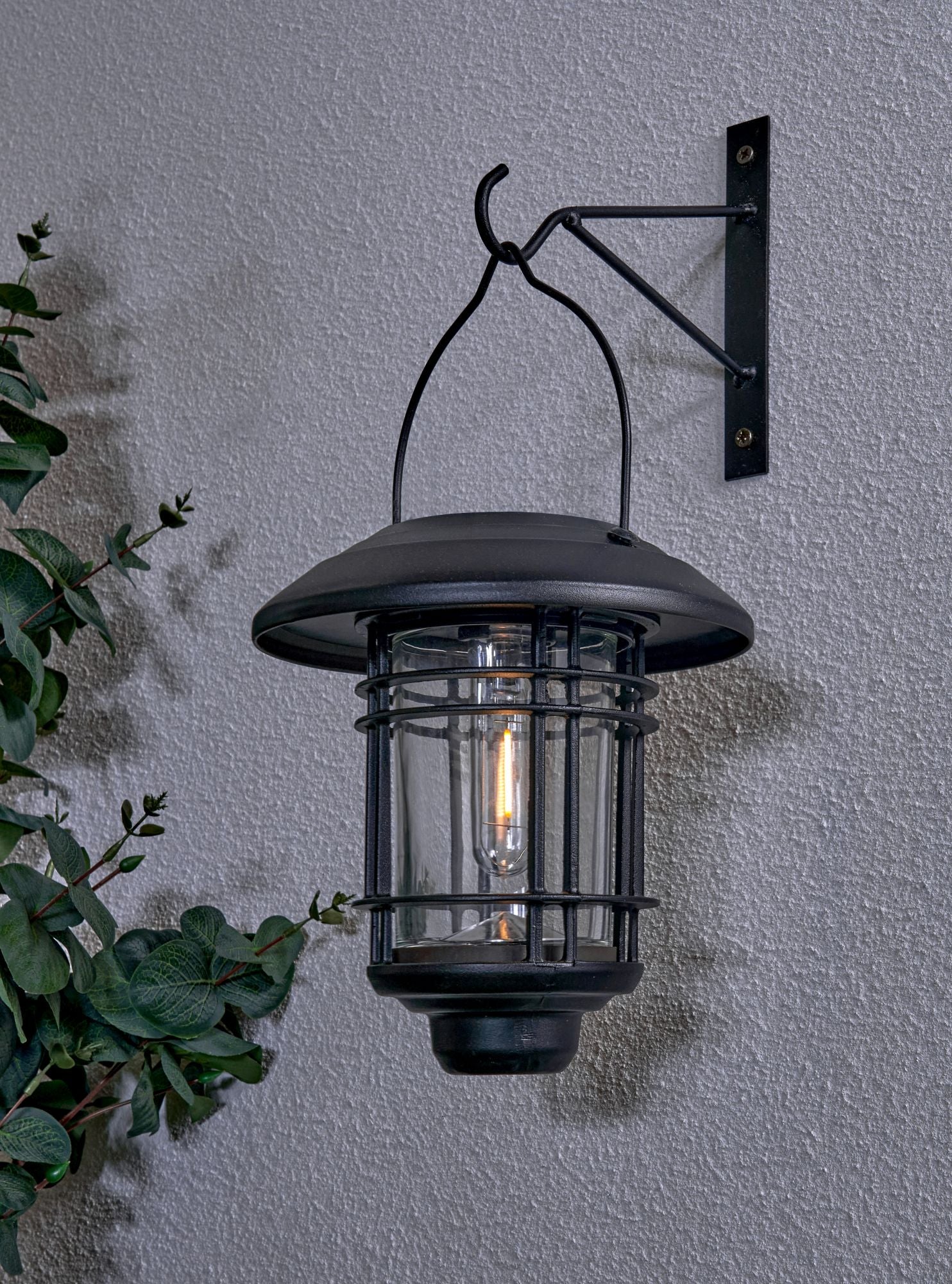 Forum ZN-42033 Horden 1W LED Solar Hanging Wall Lantern 3000K IP44 Black