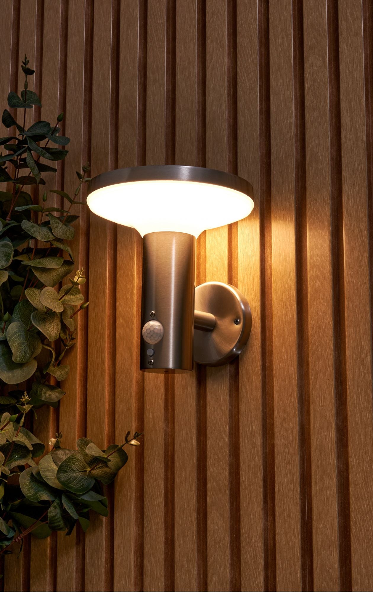 Forum ZN-42048 Claire 4.4W LED Solar Wall Light with PIR 3000K IP44 Stainless Steel