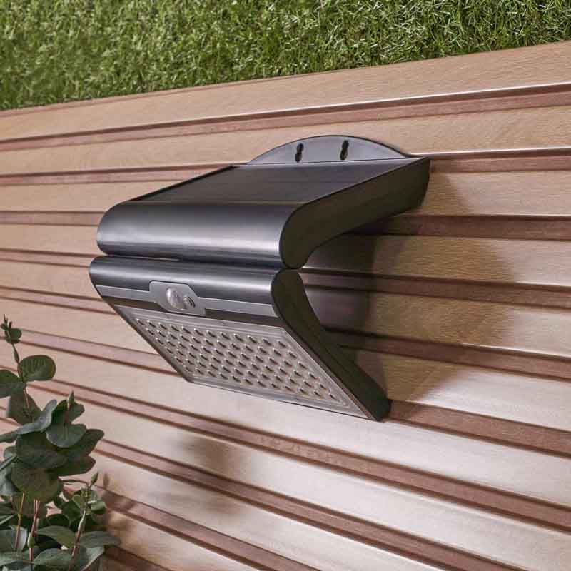 Forum ZN-42056 Blackhall 4.5W LED Solar Wall Light with Photocell and PIR 6500K Black