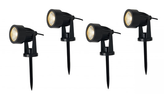 Forum ZN-42058 Maltby 4 x 2W LED Solar Dual Mount Spike Light Kit RGB + 4000K IP65 Black