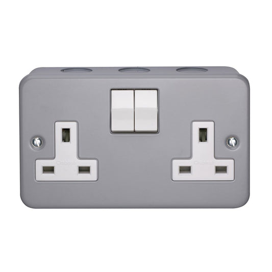 Crabtree 4216/BG 2 Gang 13A SP Switched Socket Metal Clad