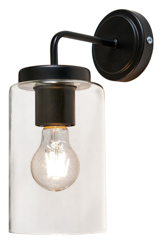 Forum ZN-46039-BLK Clifton E27 Glass Shade Wall Lantern IP23 Black