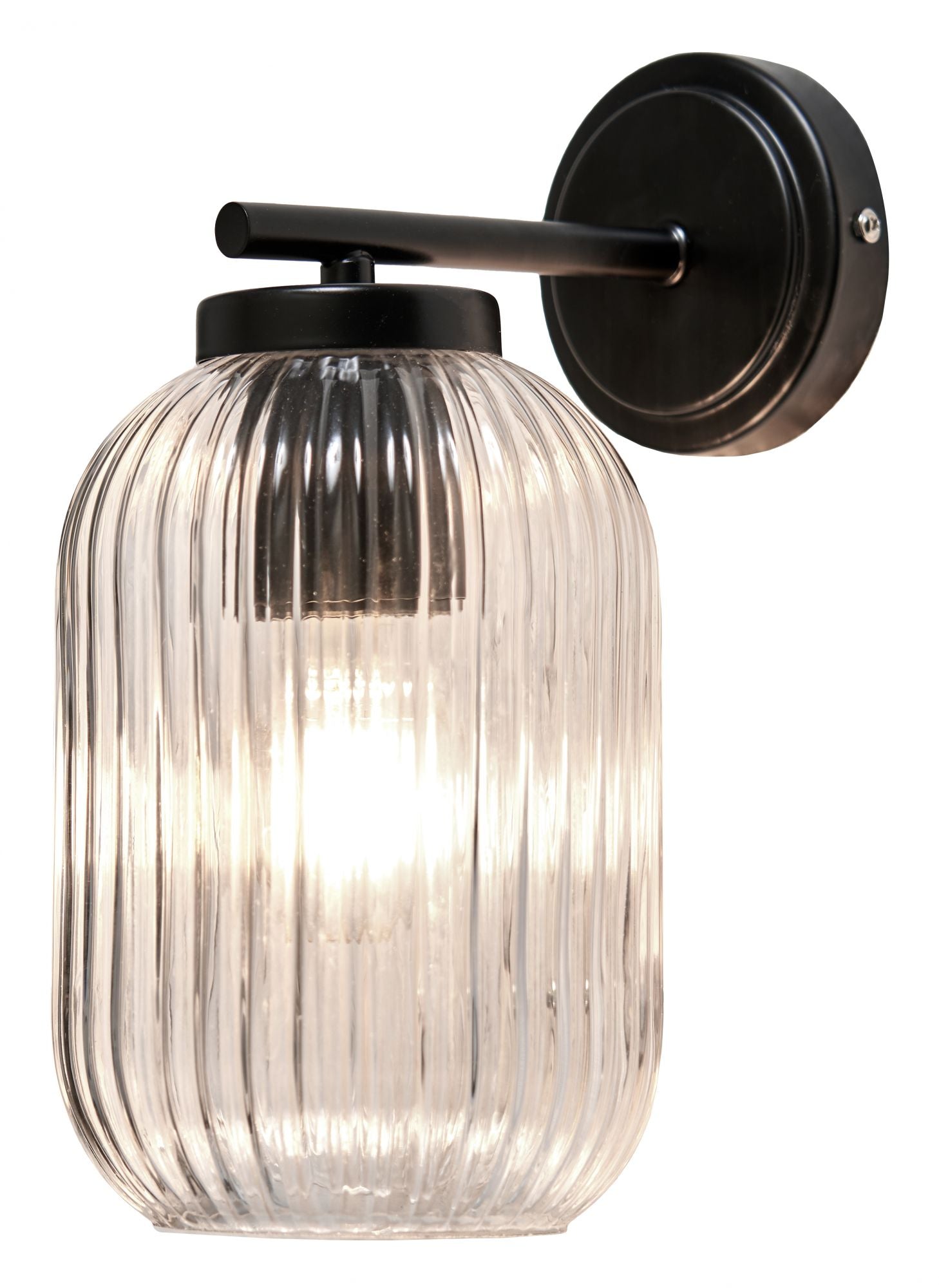 Forum ZN-46040-BLK Stanton E27 Ribbed Glass Wall Lantern IP23 Black