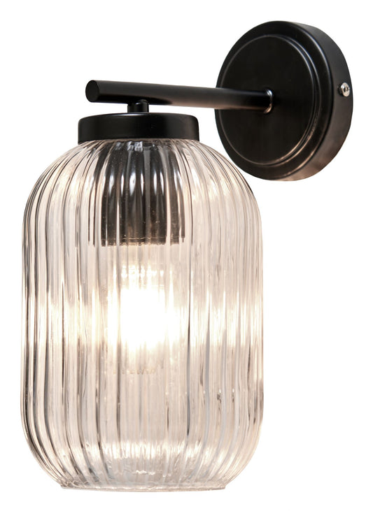 Forum ZN-46040-BLK Stanton E27 Ribbed Glass Wall Lantern IP23 Black