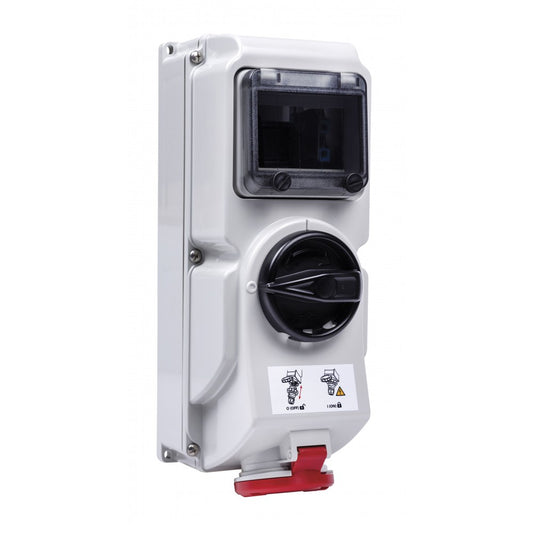 Niglon 17771 32A 5P Interlocked Switched Socket and Enclosure 415V IP44