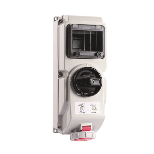 Niglon 18771 32A 5P Interlocked Switched Socket and Enclosure 415V IP66