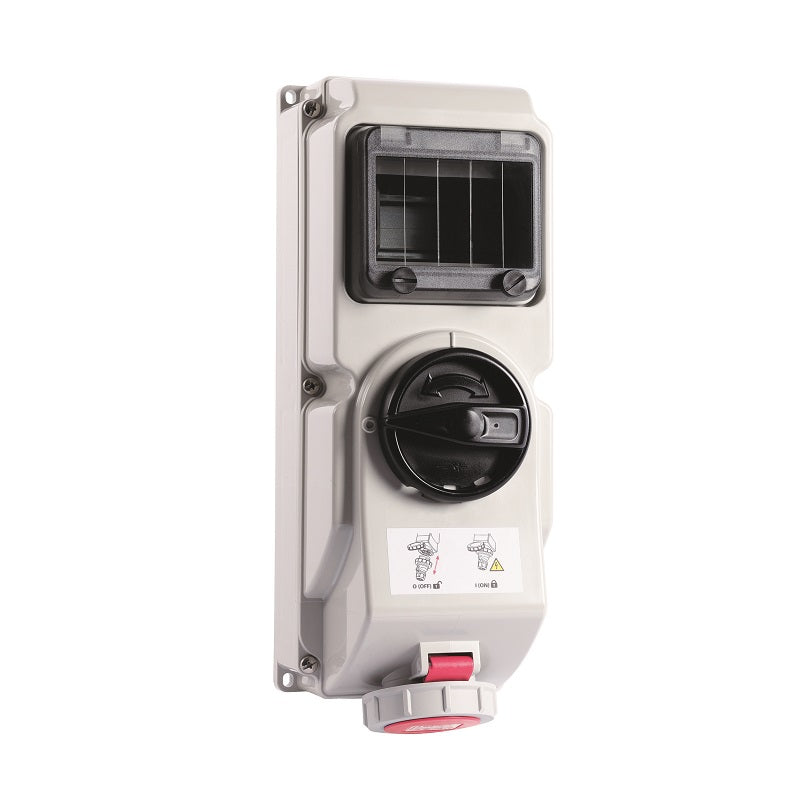 Niglon 18770 32A 4P Interlocked Switched Socket and Enclosure 415V IP66