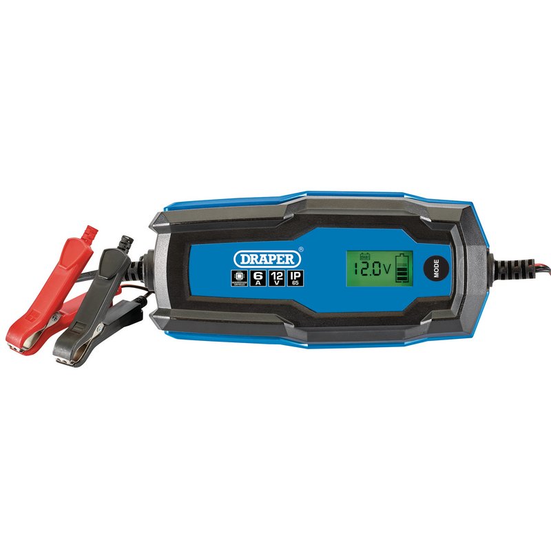 Draper BCI6 6 / 12V 6A Smart Charger & Battery Maintainer Black & Blue