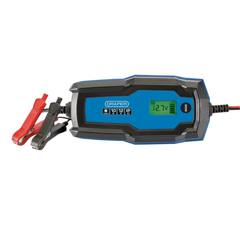 Draper BCI10 6 / 12V 10A Smart Charger & Battery Maintainer Black & Blue