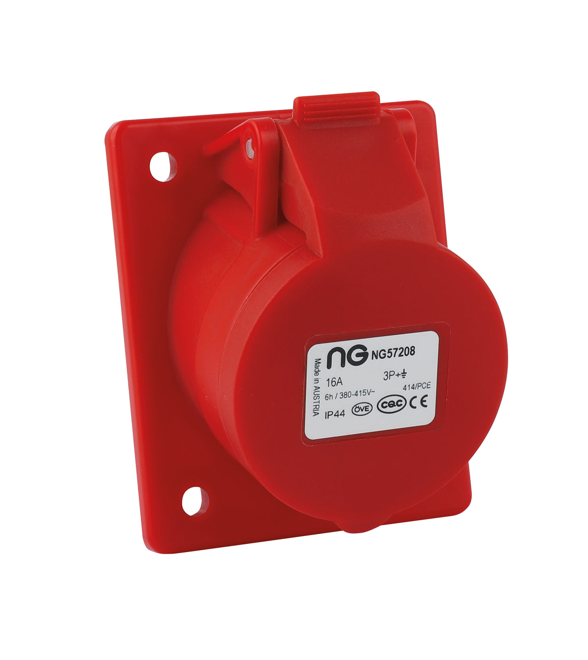 Niglon 57208 16A 4P Angled Panel Mount Socket 415V IP44