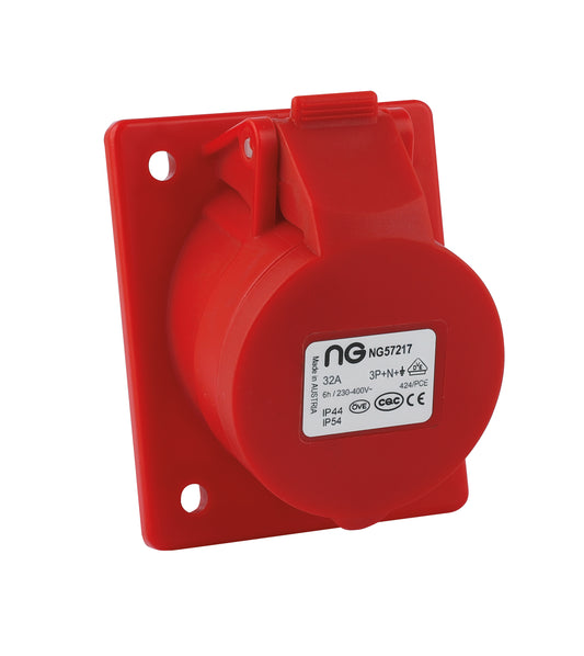Niglon 57217 32A 5P Angled Panel Mount Socket 415V IP44