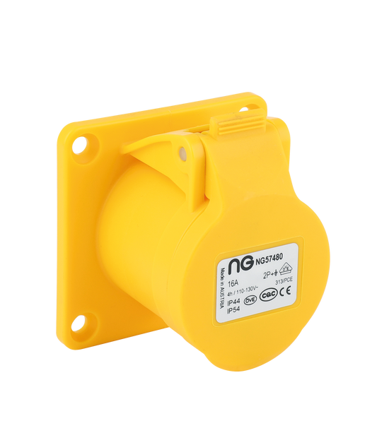 Niglon 57480 16A 3P Straight Panel Mount Socket 110V IP44