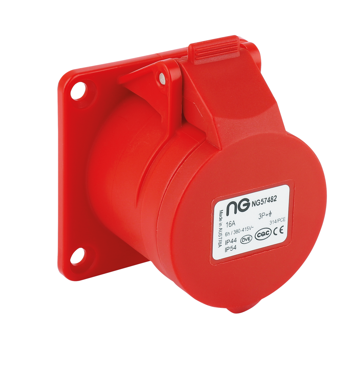 Niglon 57482 16A 4P Straight Panel Mount Socket 415V IP44