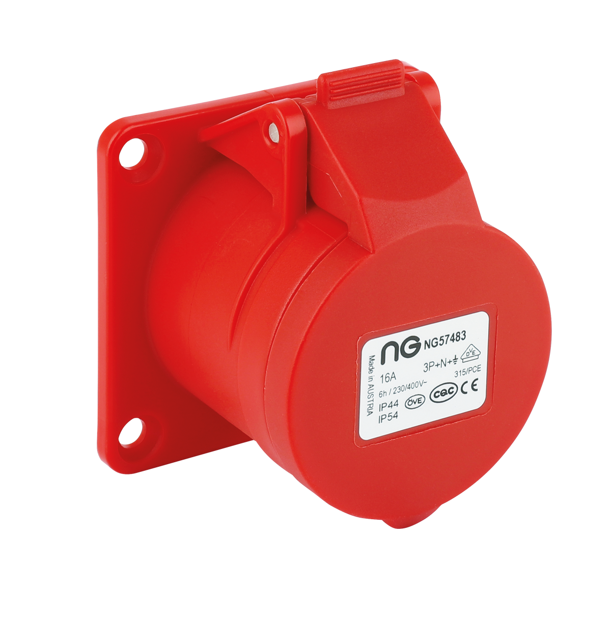 Niglon 57483 16A 5P Straight Panel Mount Socket 415V IP44