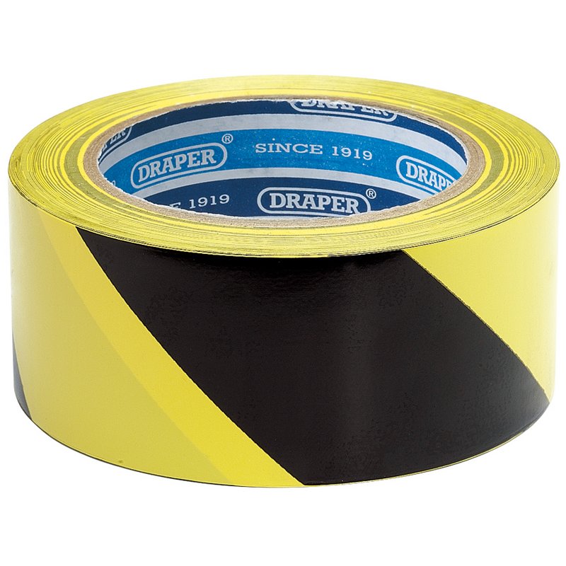 Draper TP-HAZ-BY 50mm Hazard Tape Black & Yellow