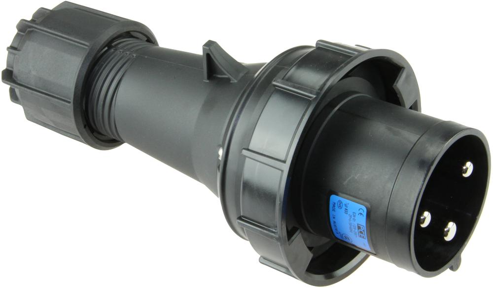 Garo P3125-6S-B 125A 3P 240V Entertainment Plug IP44 Black