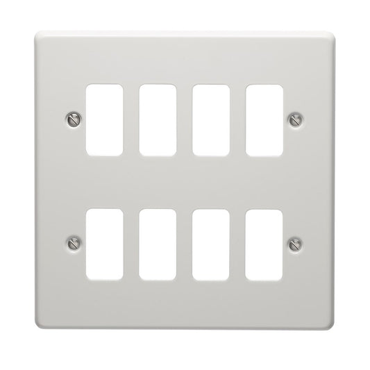 Crabtree 6578/WH 8 Gang Grid Faceplate