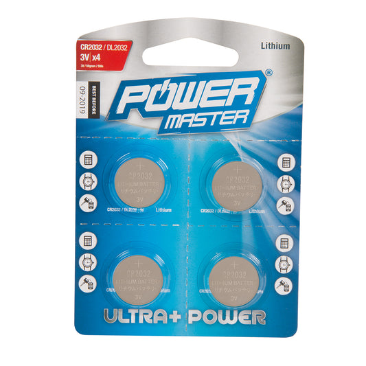 Powermaster 675789 CR2032 Coin Cell Battery 4pk