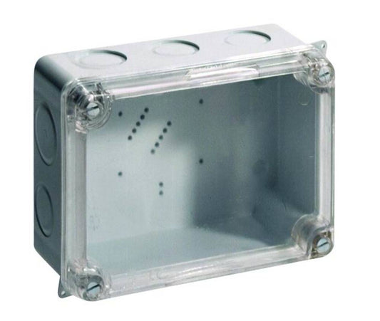 Wiska 6816LH CLWIB2 160 x 120 x 70mm Thermoplastic Clear Lid Enclosure Light Grey IP56