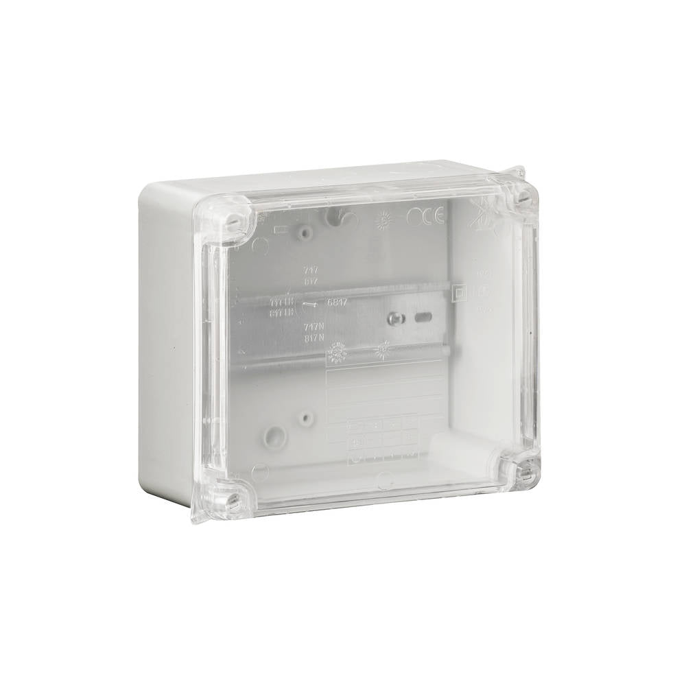 Wiska 6817LHG CLWIB3/DR 165 x 145 x 84mm Thermoplastic Clear Lid Din Rail Enclosure Light Grey IP65