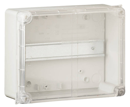 Wiska 6886LHG CLWIB4/DR 230 x 180 x 88mm Thermoplastic Clear Lid Din Rail Enclosure Light Grey IP65