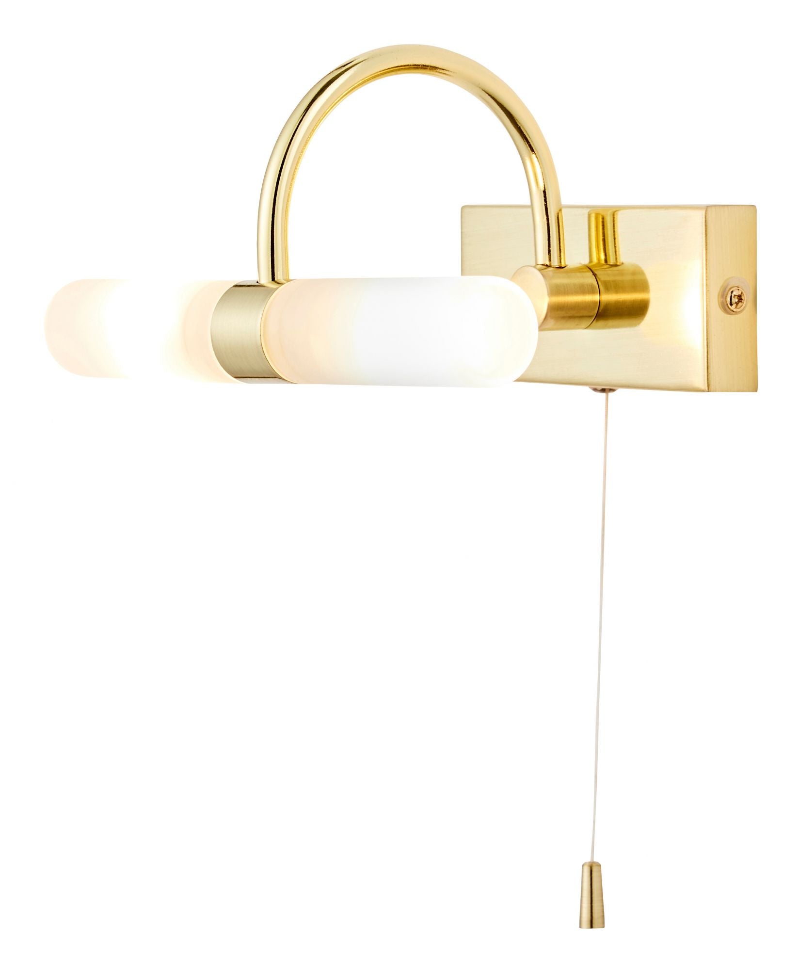 Forum SPA-6888.014-SBRS Corvus 2 x G9 Curved Opal Wall Light with Pull Switch IP44 Satin Brass