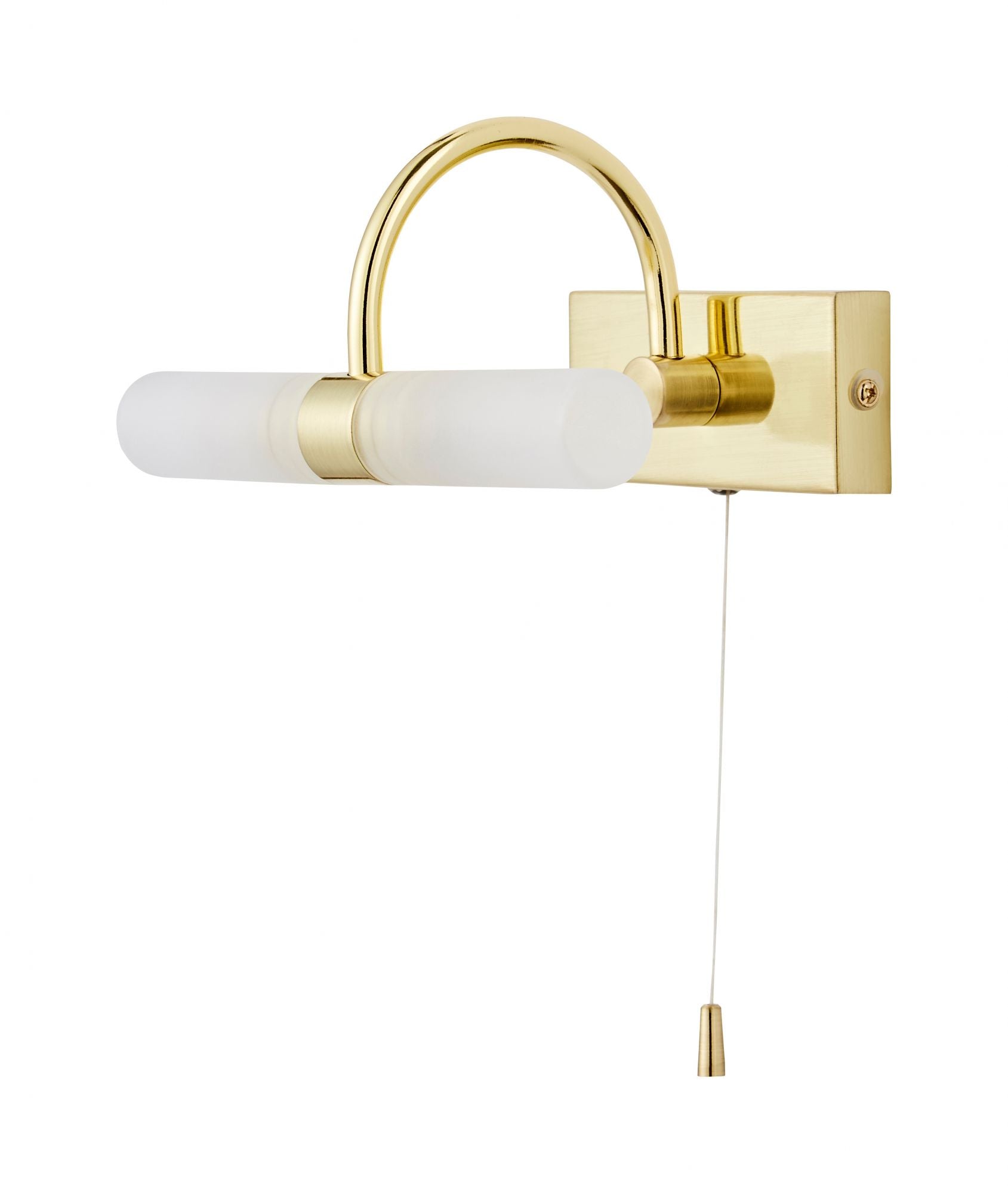 Forum SPA-6888.014-SBRS Corvus 2 x G9 Curved Opal Wall Light with Pull Switch IP44 Satin Brass