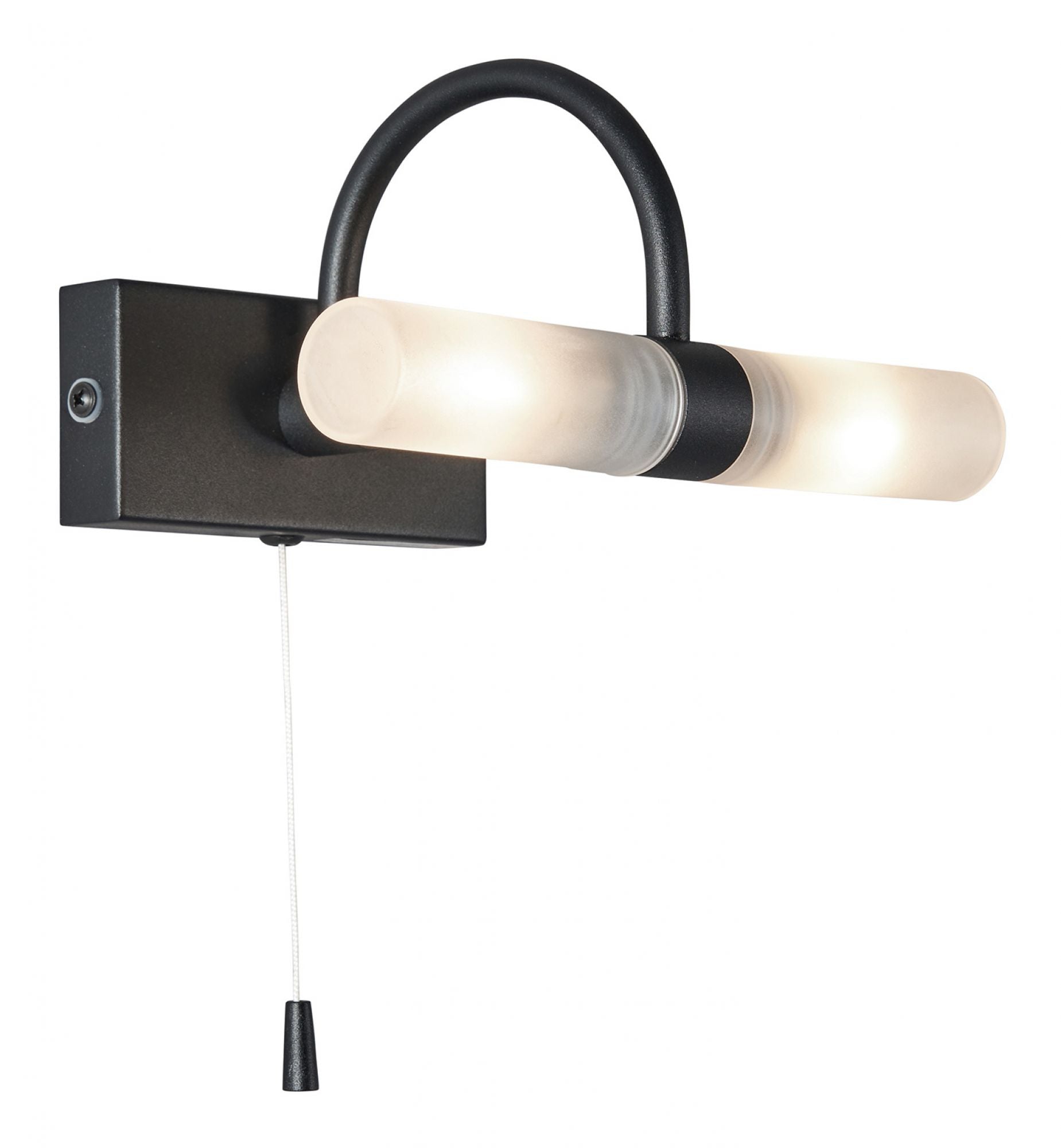 Forum SPA-6888.014-SBLK Corvus 2 x G9 Curved Opal Wall Light with Pull Switch IP44 Satin Black