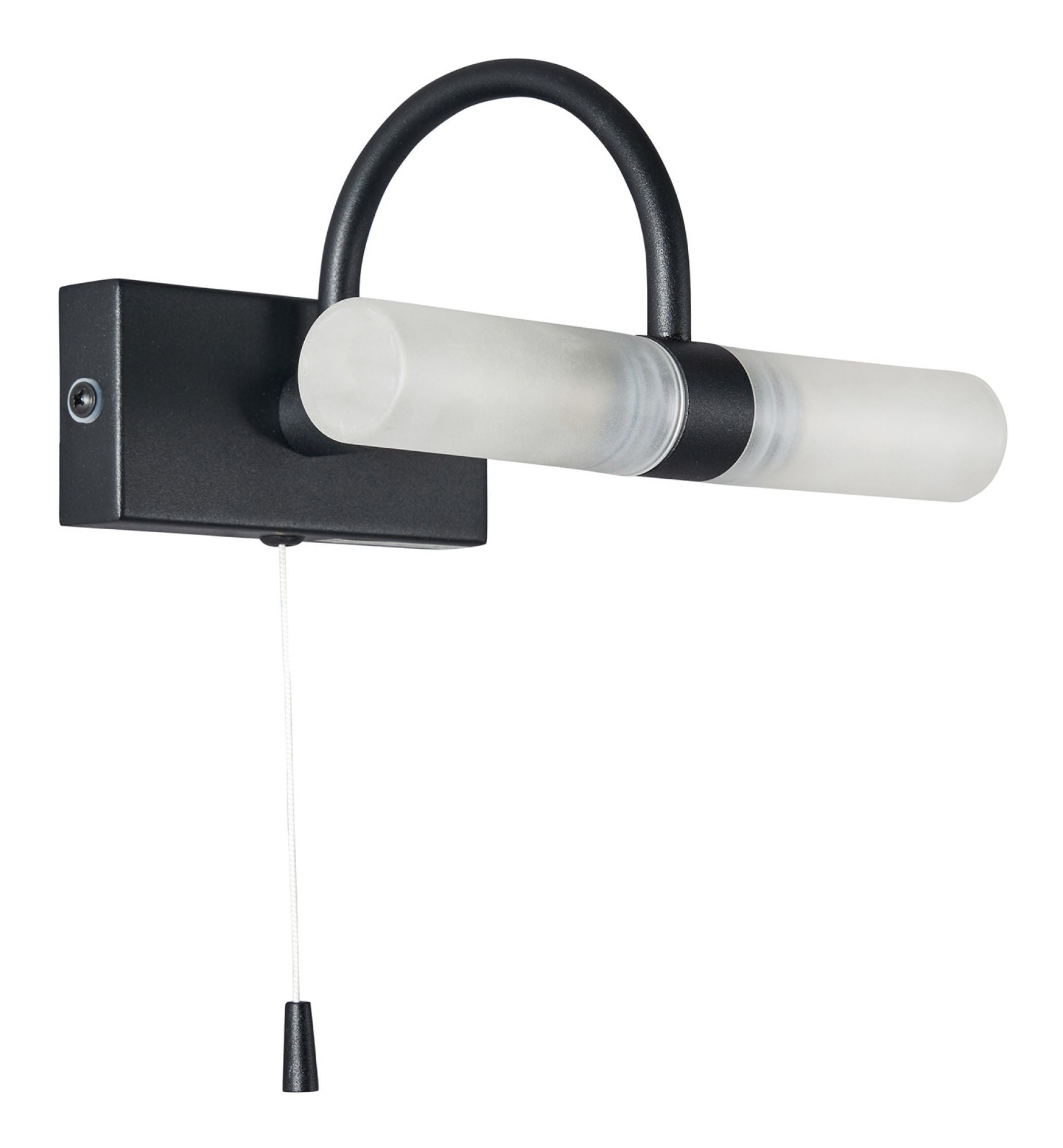 Forum SPA-6888.014-SBLK Corvus 2 x G9 Curved Opal Wall Light with Pull Switch IP44 Satin Black