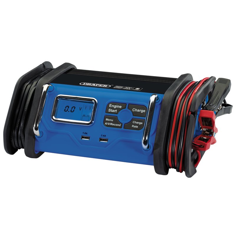 Draper BCMCS50 12V 20A Battery Starter Charger Black & Blue