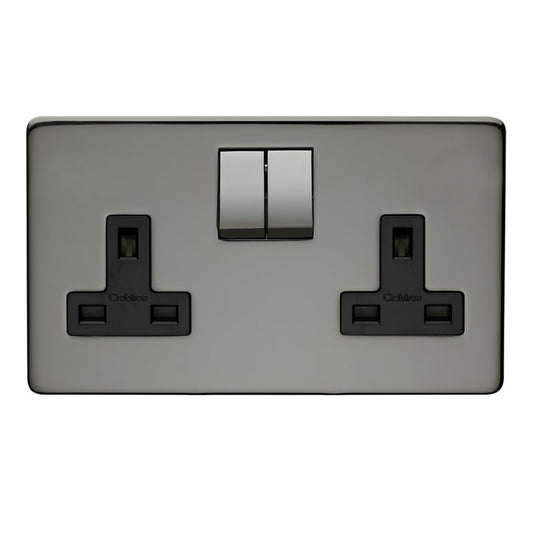 Crabtree 7316/BKN 2 Gang 13A DP Switched Socket Black Nickel