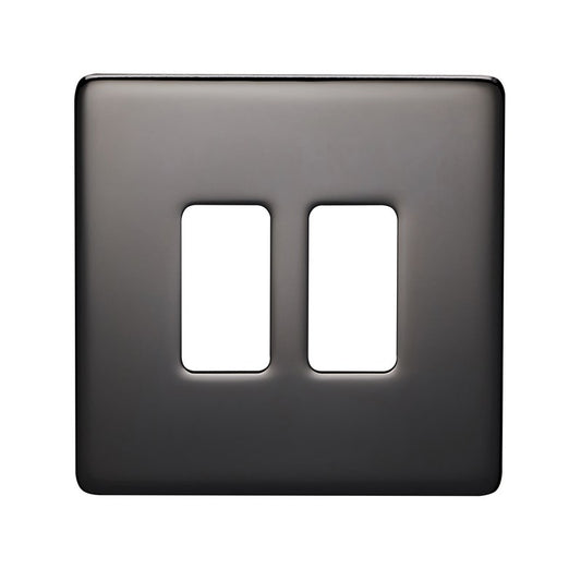 Crabtree 7512/BKN 2 Gang Grid Faceplate Black Nickel