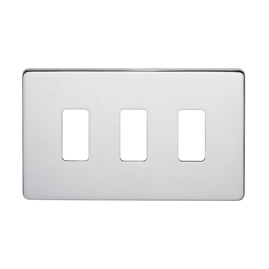 Crabtree 7513/HPC 3 Gang Grid Faceplate Polished Chrome