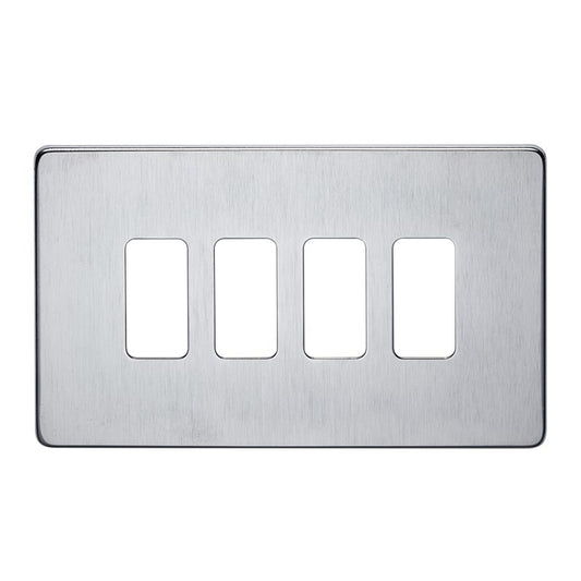 Crabtree 7514/SC 4 Gang Grid Faceplate Satin Chrome