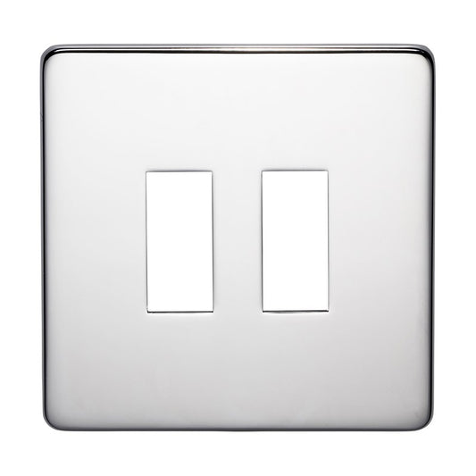 Crabtree 7712/HPC 2 Gang Grid Faceplate Polished Chrome
