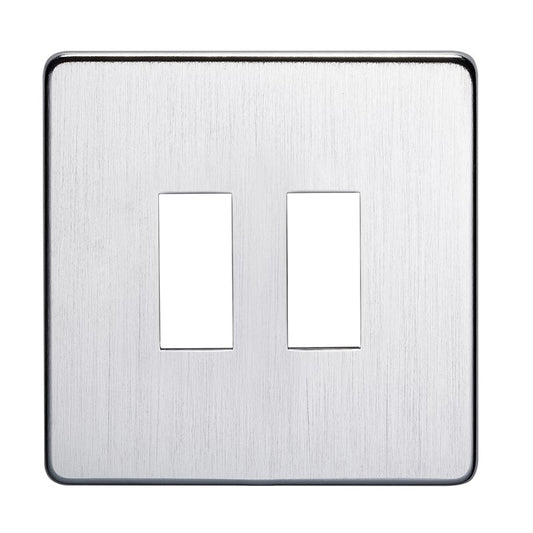 Crabtree 7712/SC 2 Gang Grid Faceplate Satin Chrome