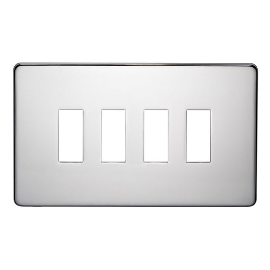 Crabtree 7714/HPC 4 Gang Grid Faceplate Polished Chrome
