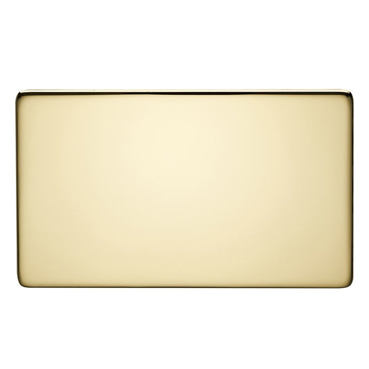 Crabtree 7777/PB 2 Gang Blank Plate Polished Brass