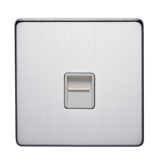 Crabtree 7783/SC/WH 1 Gang Secondary Telephone Socket Satin Chrome White Insert