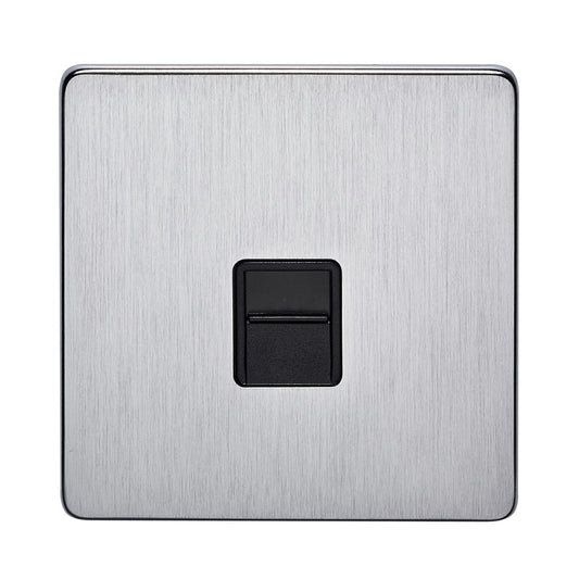 Crabtree 7784/SC 1 Gang Master Telephone Socket Satin Chrome Black Insert