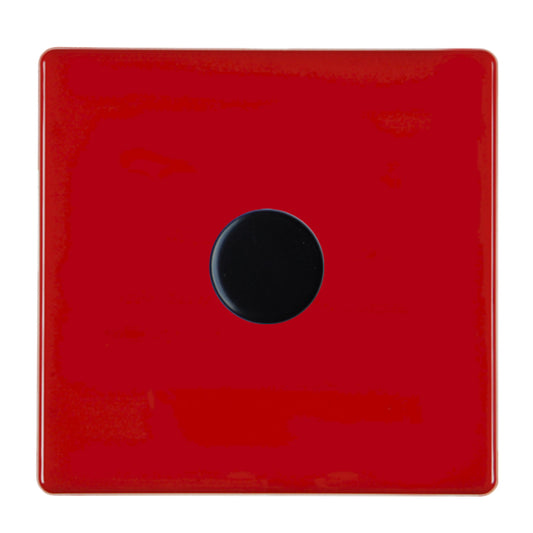 Hamilton 7RC1XLEDITB100BL 1 Gang 100W LED Dimmer Pillar Box Red Black Insert