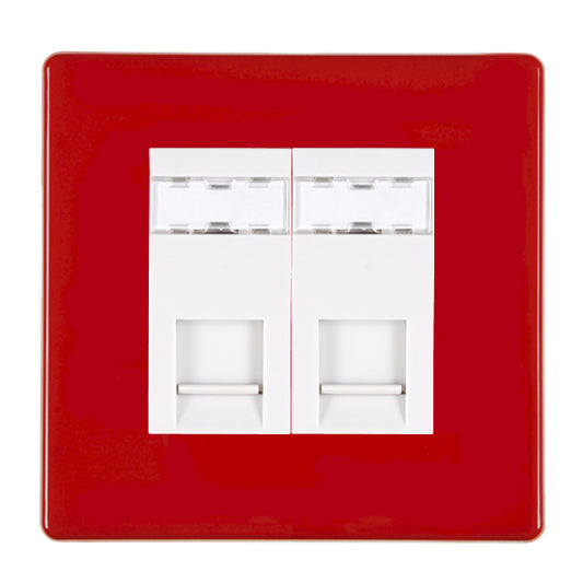Hamilton 7RC2J12W 1 Gang Twin RJ12 Outlet Pillar Box Red White Insert