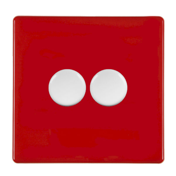 Hamilton 7RC2XLEDITB100WH 2 Gang 100W LED Dimmer Pillar Box Red White Insert