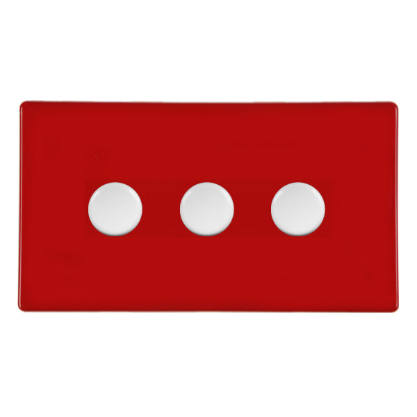 Hamilton 7RC3XLEDITB100WH 3 Gang 100W LED Dimmer Pillar Box Red White Insert
