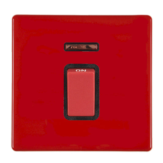 Hamilton 7RC45NB 1 Gang 45A DP Switch with Neon Pillar Box Red Black Insert