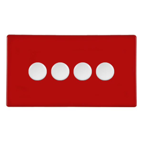 Hamilton 7RC4XLEDITB100WH 4 Gang 100W LED Dimmer Pillar Box Red White Insert