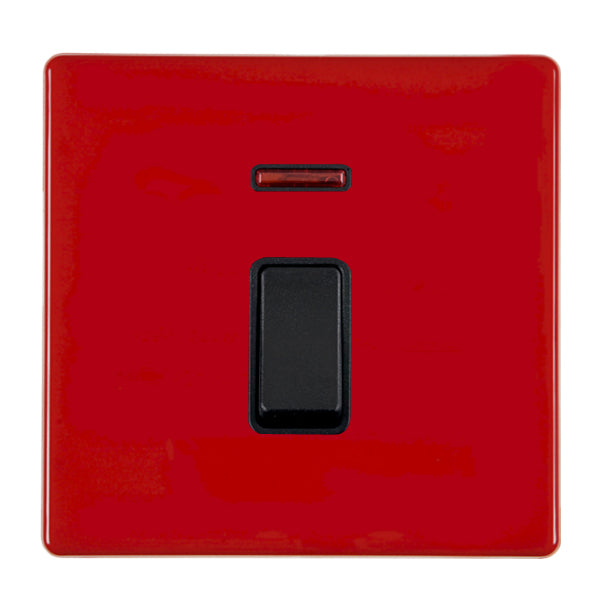 Hamilton 7RCDPNBL-B 1 Gang 20A DP Switch with Neon Pillar Box Red Black Insert