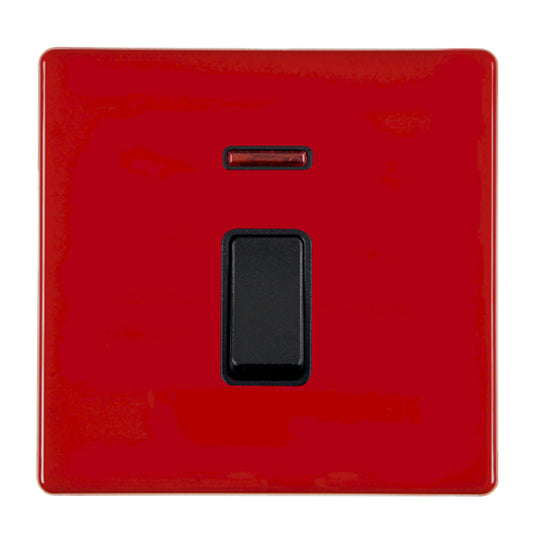 Hamilton 7RCDPNBL-B 1 Gang 20A DP Switch with Neon Pillar Box Red Black Insert