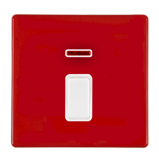 Hamilton 7RCDPNWH-W 1 Gang 20A DP Switch with Neon Pillar Box Red White Insert